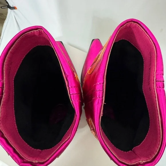 Azalea Wang New Boots Metallic Pink & Orange 10 - Picture 6 of 10